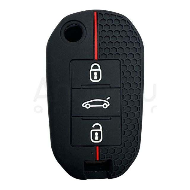 3410-PK | Peugeot - Citroen Sustalı Petek Desenli Kılıf 3 Buton Kırmızı