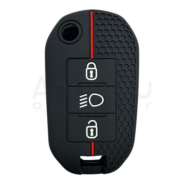 3417-PK | Peugeot - Citroen Sustalı Petek Desenli Kılıf 3 Buton Kırmızı FAR