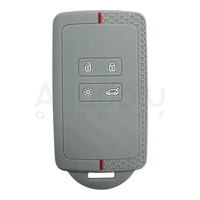 3510-PG | Renault Smart Kumanda Petek Desenli Kılıf 4 Buton Gri