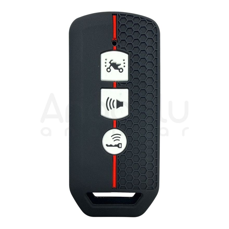 1729-PK | Honda Motosiklet Petek Desenli Kılıf 3 Buton Kırmızı