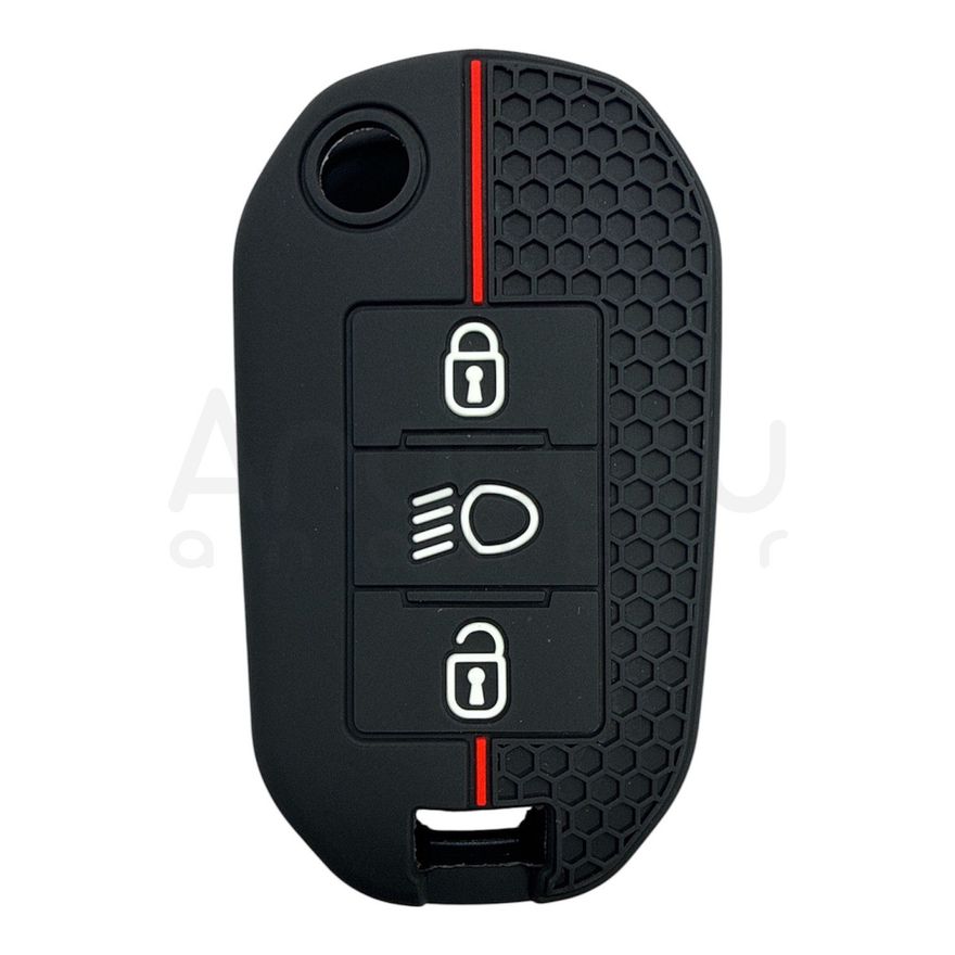 3417-PK | Peugeot - Citroen Sustalı Petek Desenli Kılıf 3 Buton Kırmızı FAR