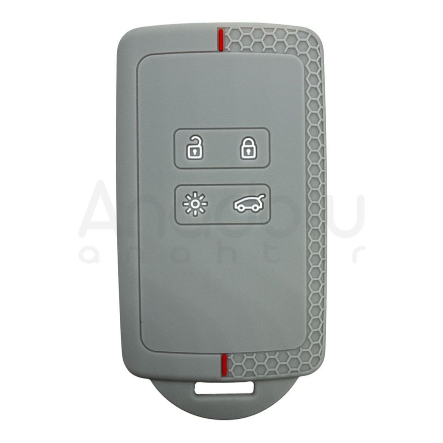 3510-PG | Renault Smart Kumanda Petek Desenli Kılıf 4 Buton Gri