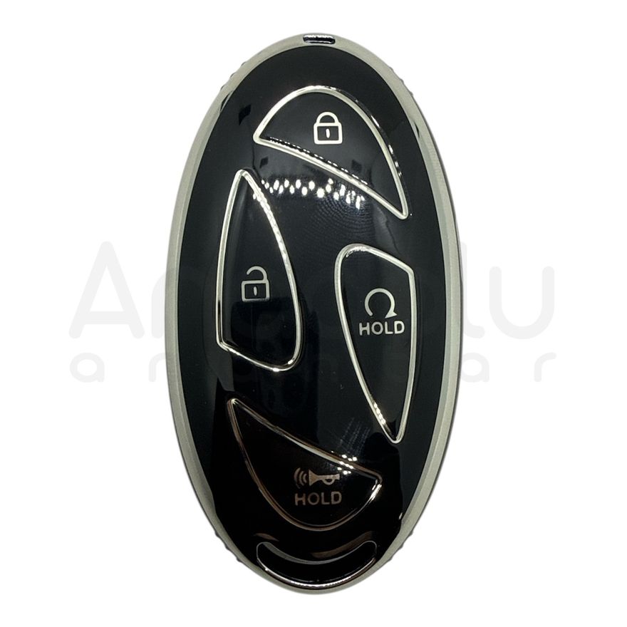 2122-BS | Hyundai Yeni Nano Silikon Kılıfı 4+1 Buton Siyah-Gümüş