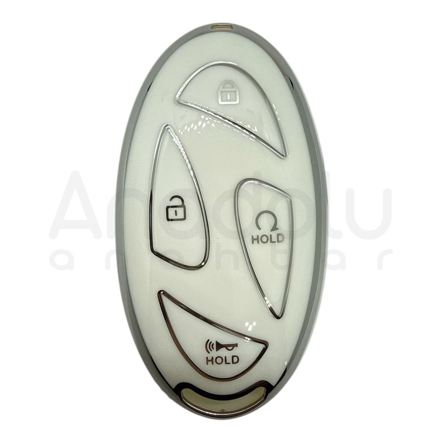 2122-WS | Hyundai Yeni Nano Silikon Kılıfı 4+1 Buton Beyaz-Gümüş